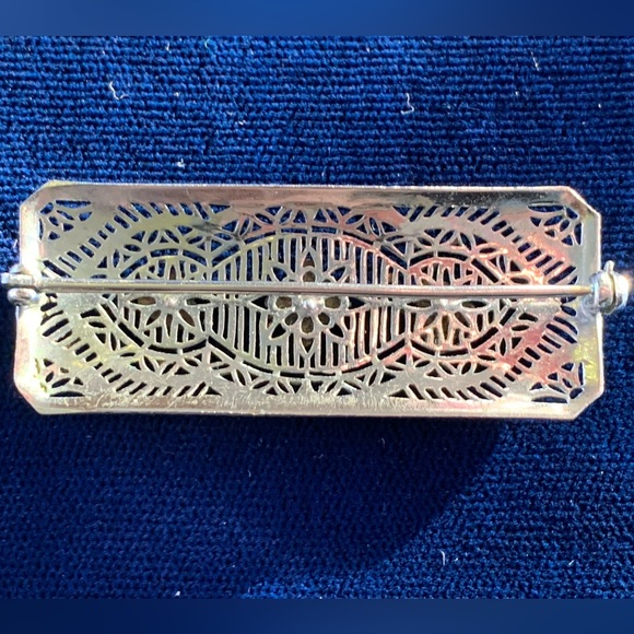 Antique Rhodium Reticulated paste Brooch - Picture 2 of 2